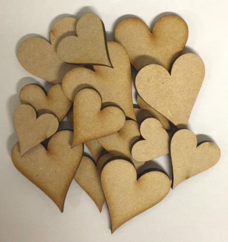 Wooden Hearts Mixed 24 Piece Set (MDF)