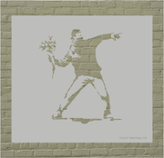 Banksy Man Throwing Flowers Stencil